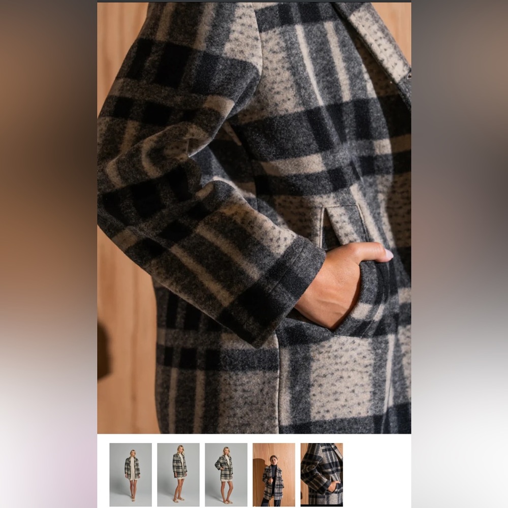 Sundays Owen Coat in Black Plaid Compact - Picture 7 of 13